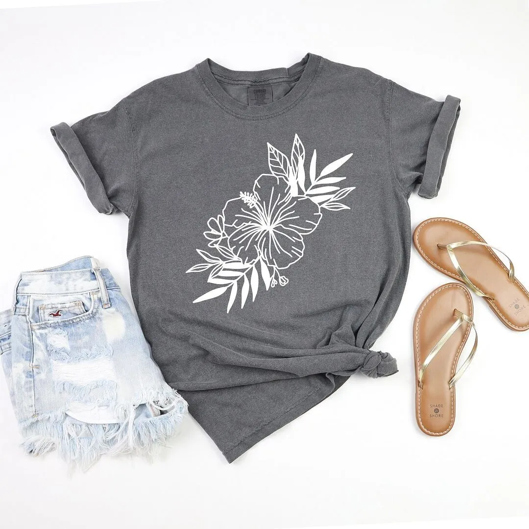 Hibiscus Spray Garment Dyed Tee sold by Zulily