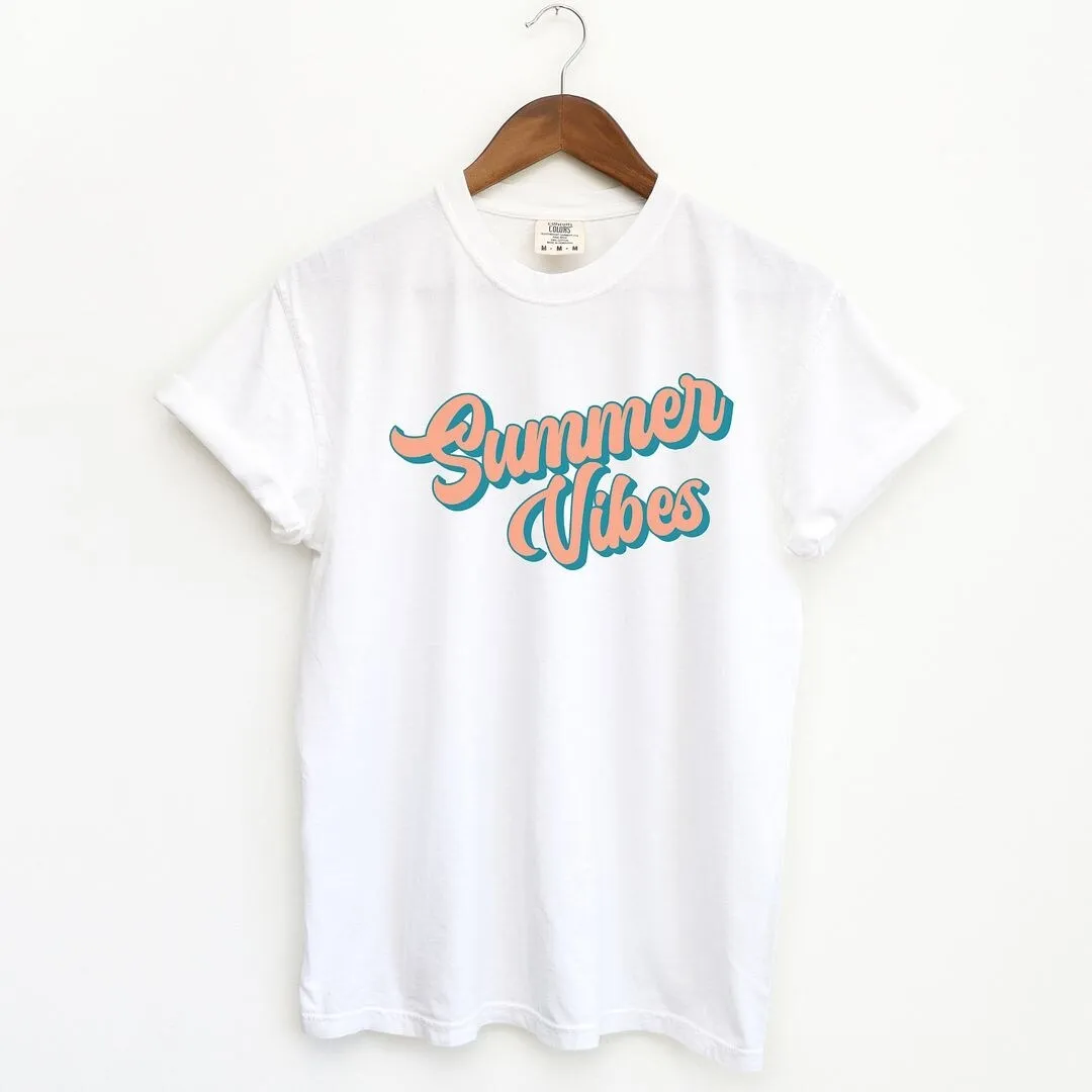 Summer Vibes Colorful Cursive Garment Dyed Tee sold by Zulily