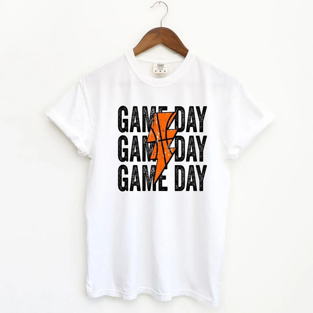 Game Day Stacked Lightning Bolt Garment Dyed Tee sold by Zulily