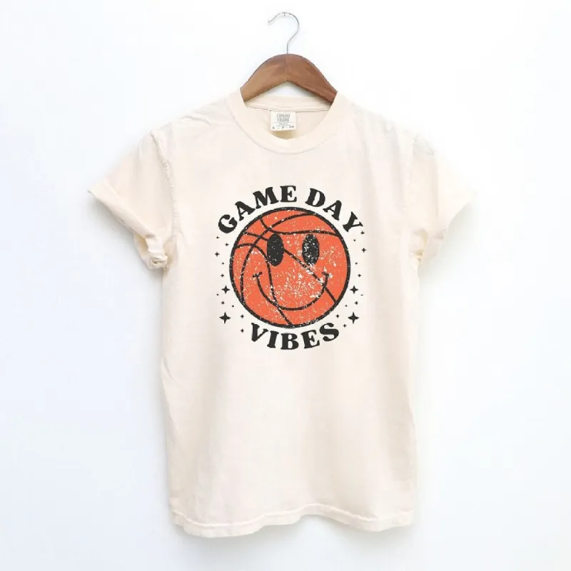 Game Day Vibes Basketball Garment Dyed Tee sold by Zulily
