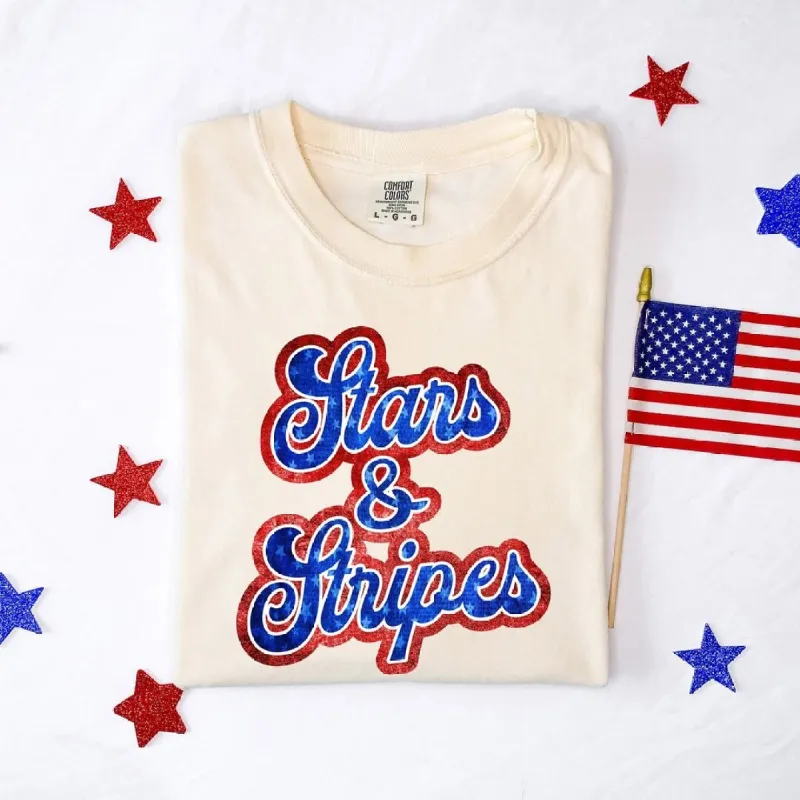 Stars And Stripes Cursive Garment Dyed Tee sold by Zulily