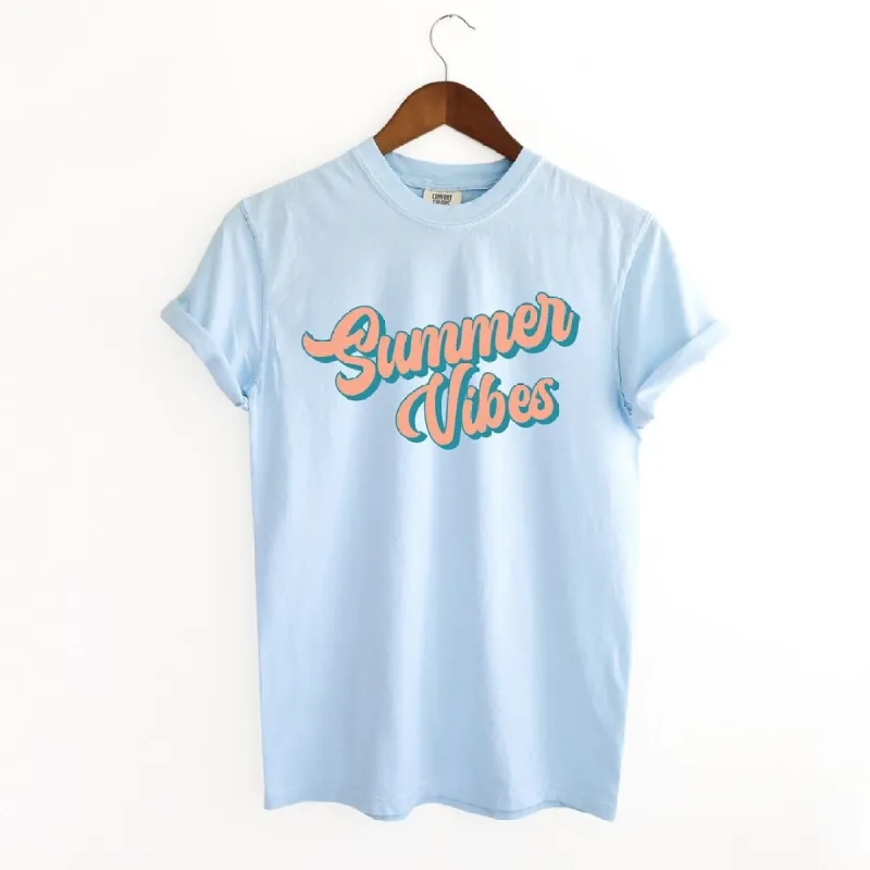 Summer Vibes Colorful Cursive Garment Dyed Tee sold by Zulily