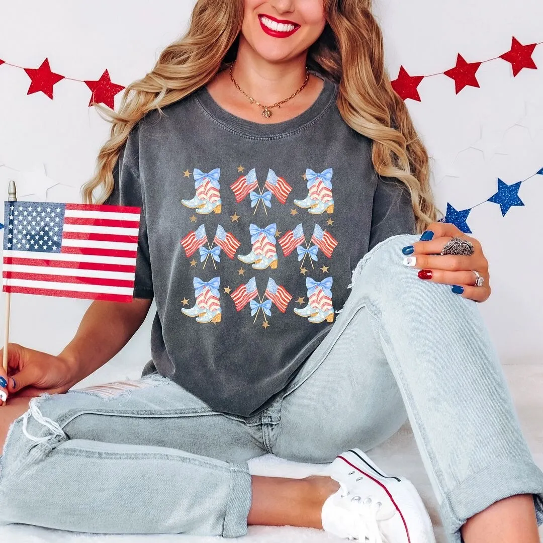 Coquette Patriotic Cowgirl Boots Chart Garment Dyed Tee sold by Zulily product image thumbnail 2