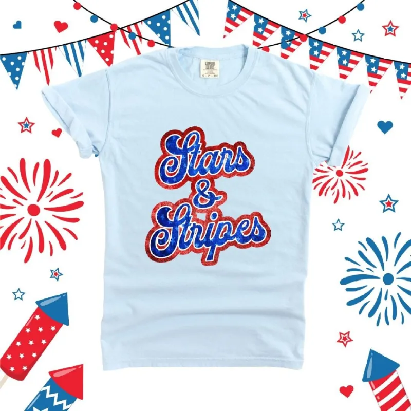 Stars And Stripes Cursive Garment Dyed Tee sold by Zulily