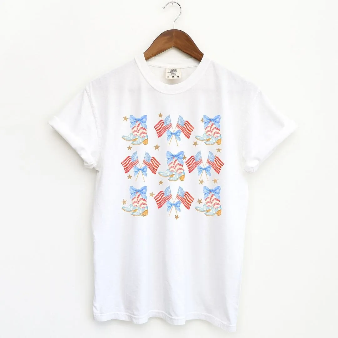Coquette Patriotic Cowgirl Boots Chart Garment Dyed Tee sold by Zulily