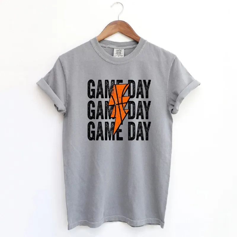 Game Day Stacked Lightning Bolt Garment Dyed Tee sold by Zulily