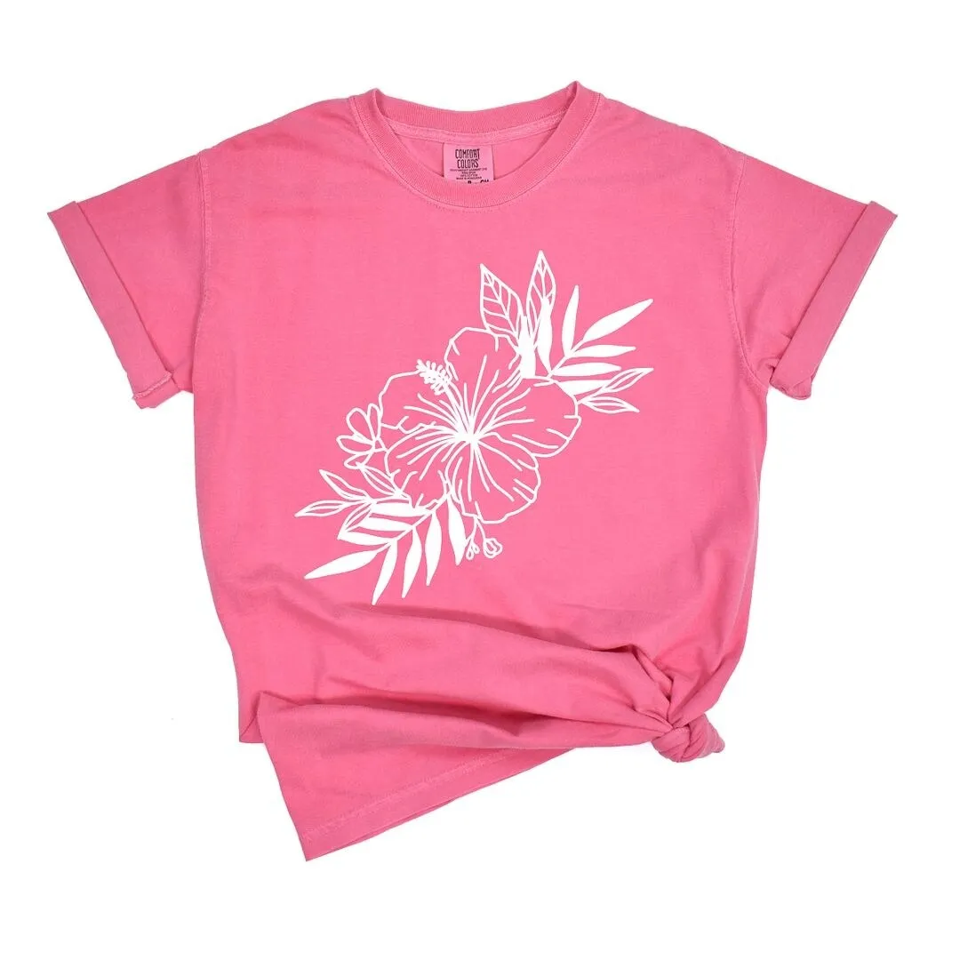 Hibiscus Spray Garment Dyed Tee sold by Zulily