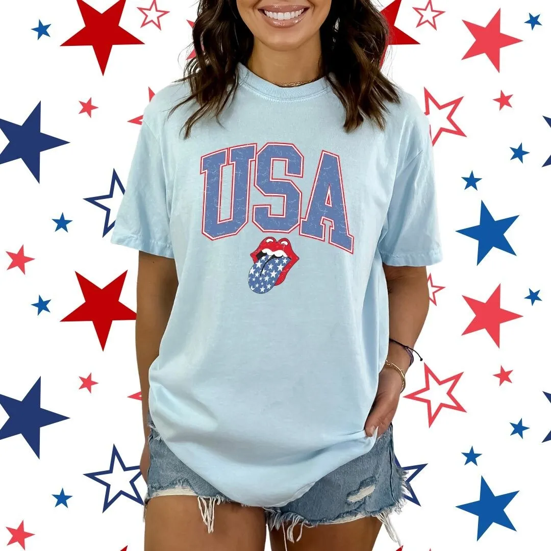 USA Patriotic Lips Garment Dyed Tee sold by Zulily product image thumbnail 3