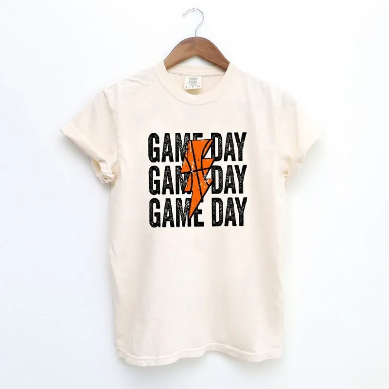 Game Day Stacked Lightning Bolt Garment Dyed Tee sold by Zulily