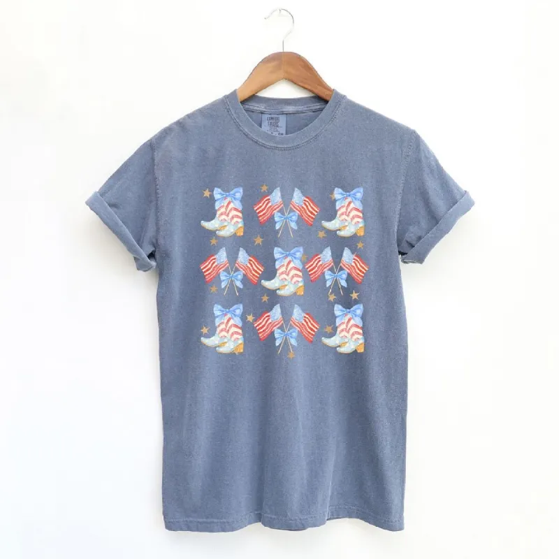 Coquette Patriotic Cowgirl Boots Chart Garment Dyed Tee sold by Zulily