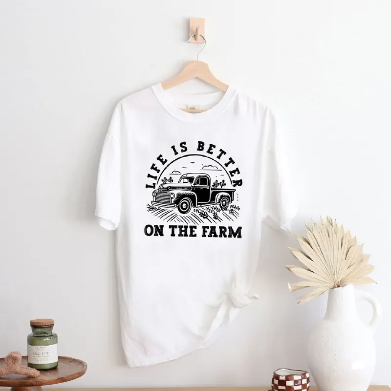 Better On The Farm Truck Garment Dyed Tee sold by Zulily