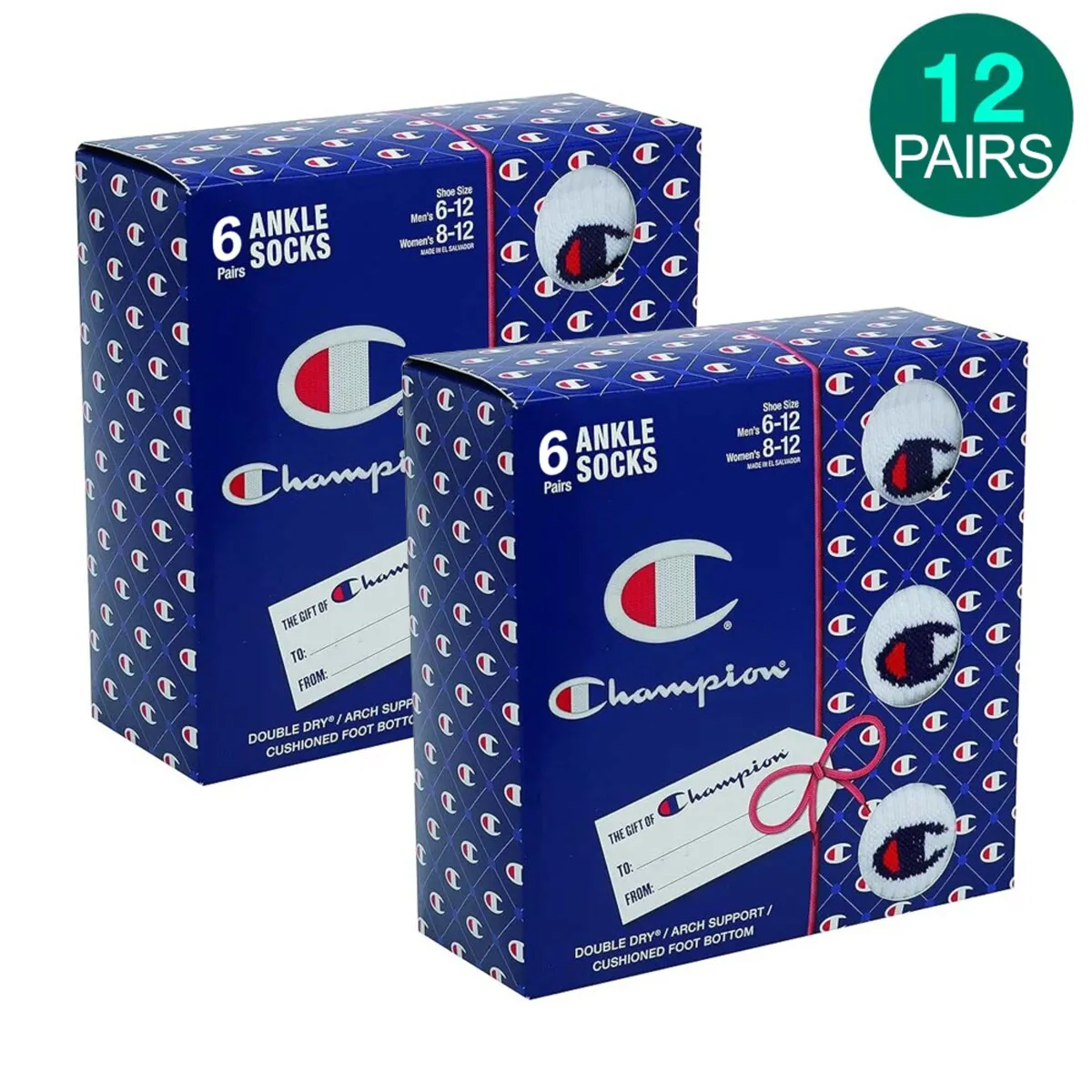 12-Pairs Champion Ankle Socks Mens Size 6-12 Women 8-12 Black sold by Zulily product image thumbnail 5