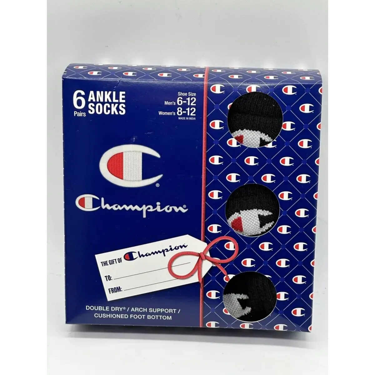 12-Pairs Champion Ankle Socks Mens Size 6-12 Women 8-12 Black sold by Zulily product image thumbnail 4