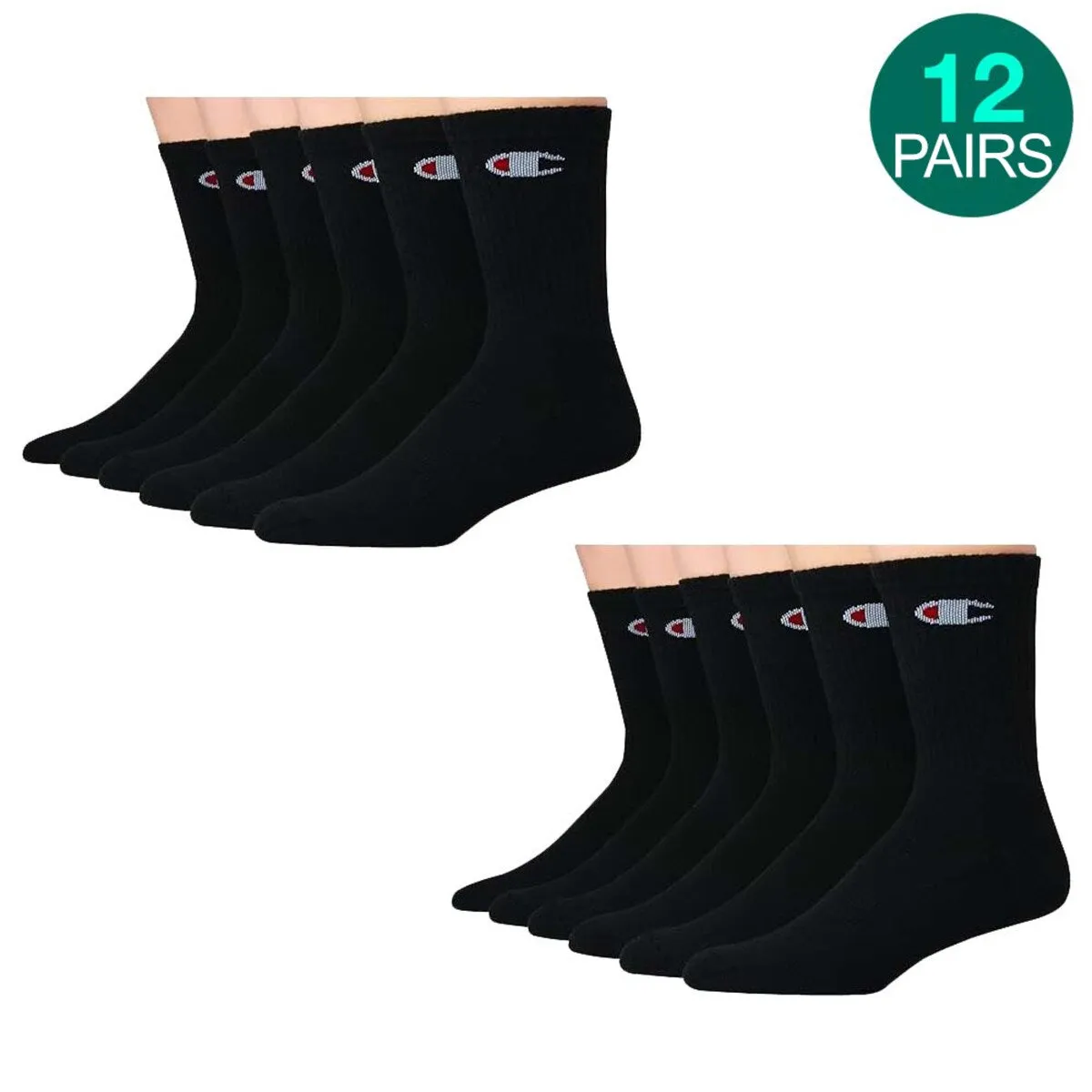 12-Pairs Champion Crew Sock with Gift Box, Black sold by Zulily