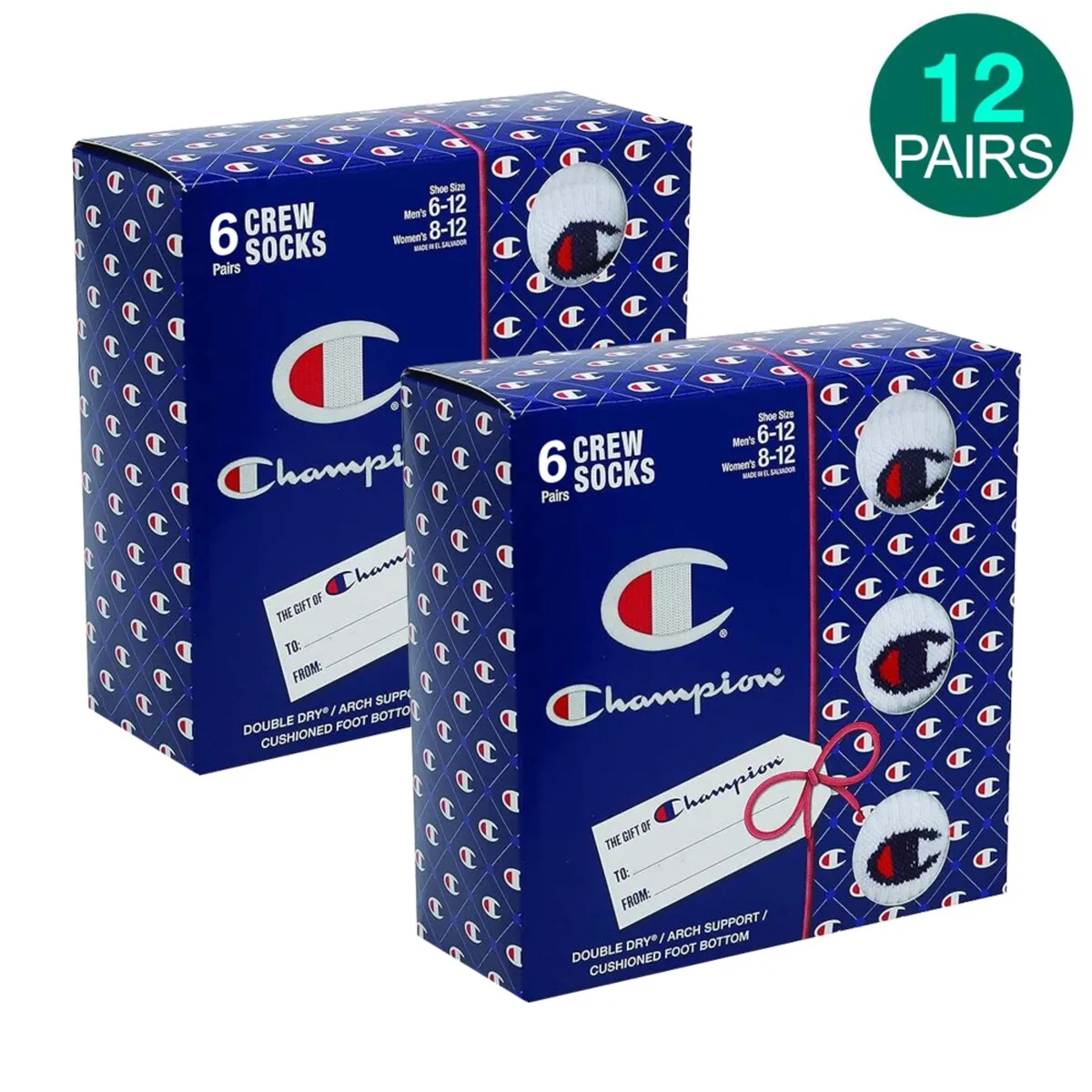 12-Pairs Champion Crew Sock with Gift Box, Black sold by Zulily product image thumbnail 5