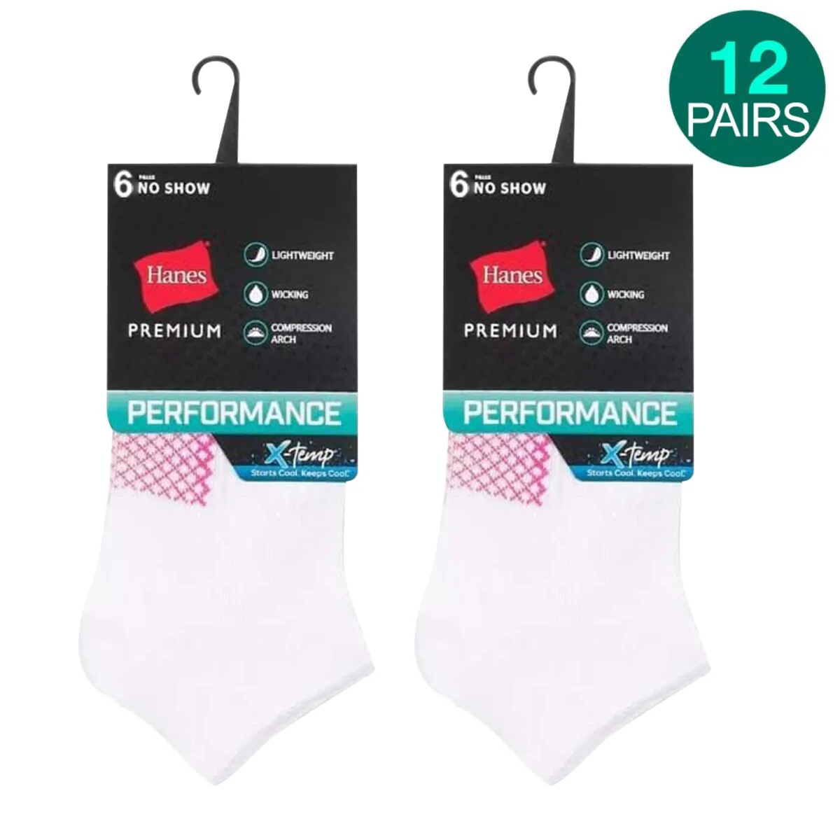 12-Pairs Hanes Womens Performance Lightweight No Show Whites Socks sold by Zulily product image thumbnail 2