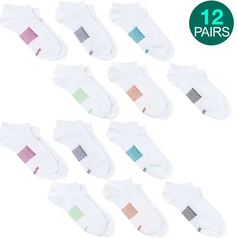 12-Pairs Hanes Womens Performance Lightweight No Show Whites Socks made by Hanes