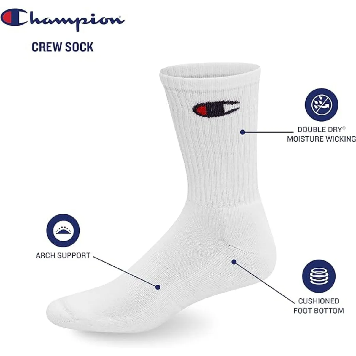 12-Pairs Champion Women's Socks, Double Dry Socks, Crew, Ankle, Grey sold by Zulily product image thumbnail 2
