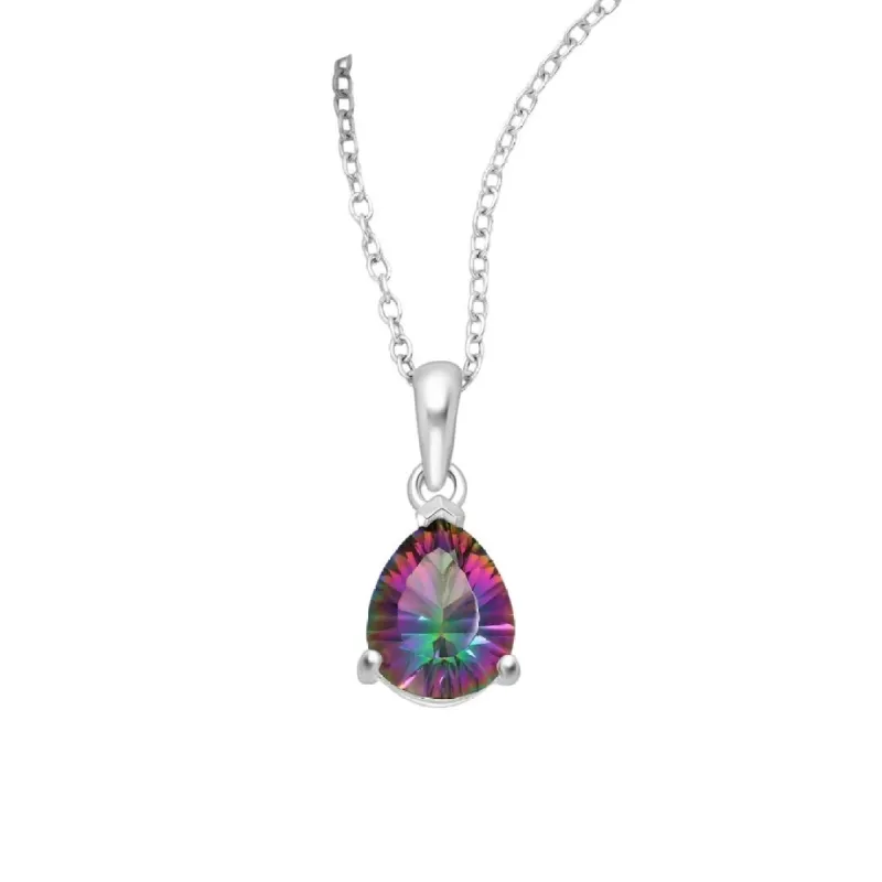 Vibrant Sterling Silver Pendant featuring a Dazzling Lab-Created Mystic Topaz Gemstone - White sold by Zulily