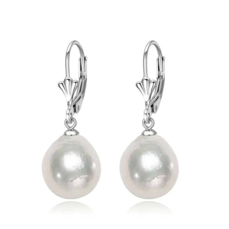 White Baroque Freshwater Pearl Shell Leverback Earrings sold by Zulily