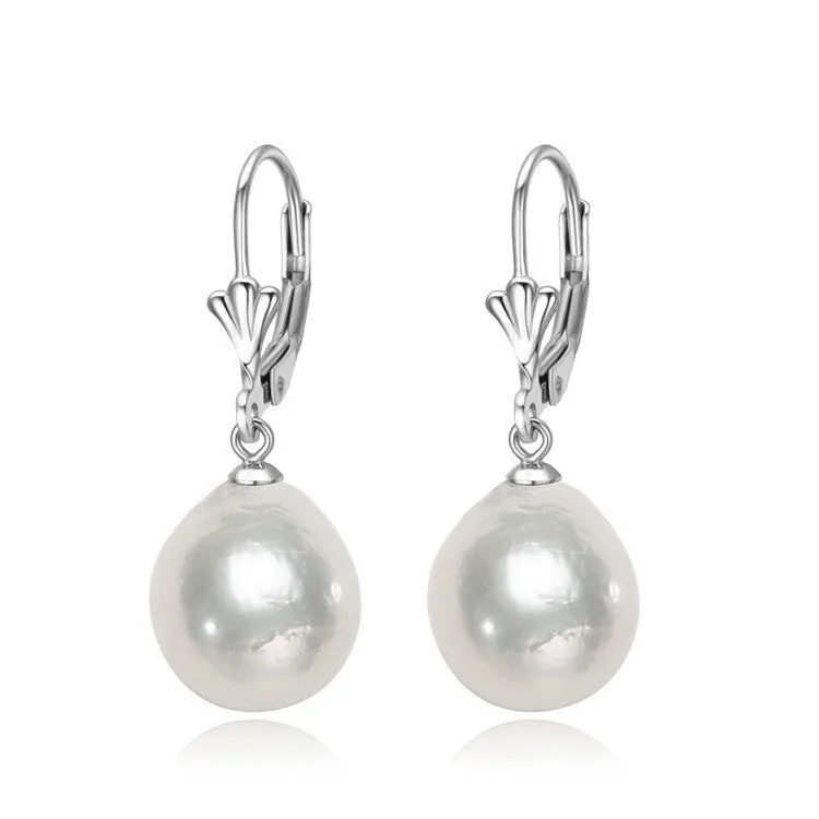 White Baroque Freshwater Pearl Shell Leverback Earrings sold by Zulily