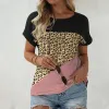 Black Pink & Brown Leopard Print Round Neck Short Sleeve T-Shirt sold by Zulily