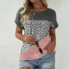Grey & Pink Leopard Print Round Neck Short Sleeve T-Shirt sold by Zulily
