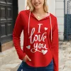 Red "I LOVE YOU" Print Drawstring Long Sleeve Hoodie sold by Zulily