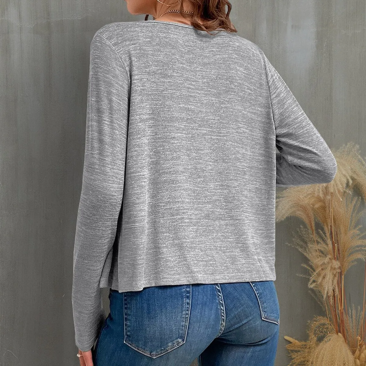 Grey Button Up Long Sleeve Cardigan sold by Zulily product image thumbnail 2