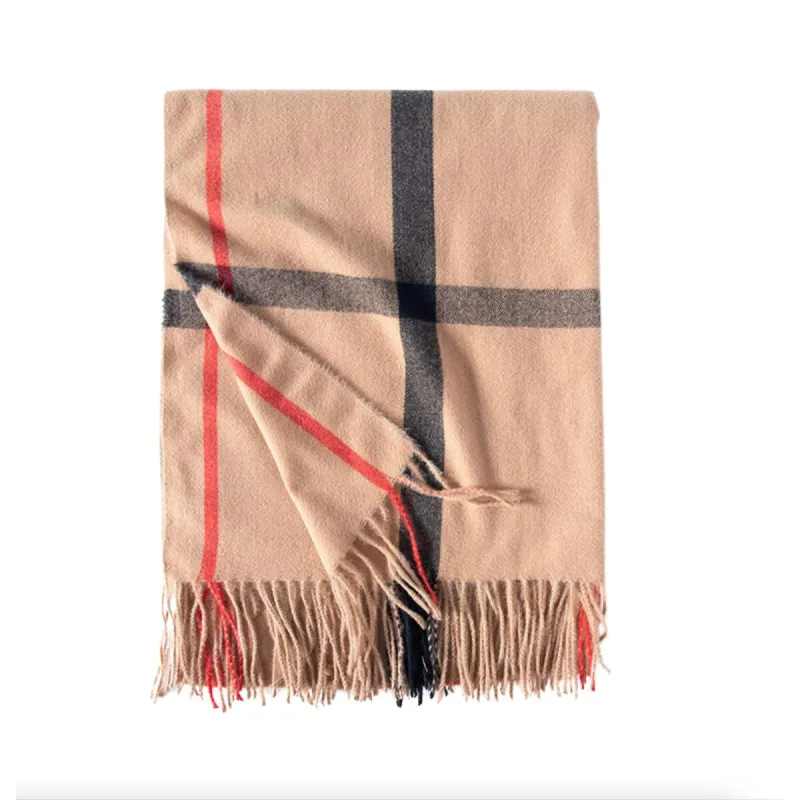 Beige Black And Red Plaid Scarf sold by Zulily