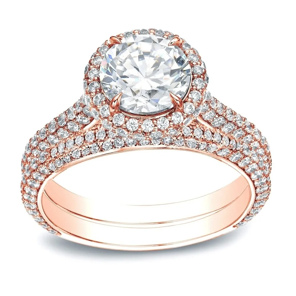 Auriya 2 5/8cttw Pave Halo Diamond Engagement Ring Set 14K Gold sold by Zulily product image thumbnail 5