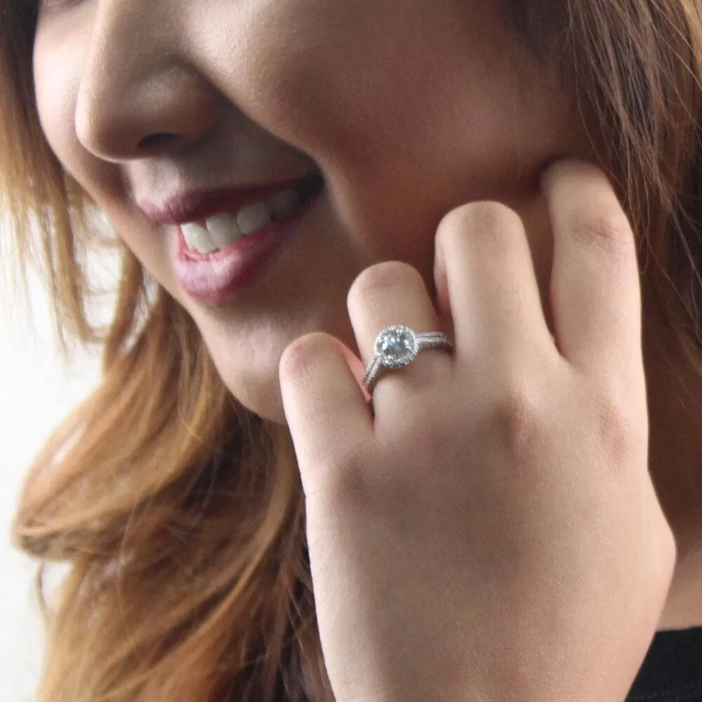 Auriya 2 5/8cttw Pave Halo Diamond Engagement Ring Set 14K Gold sold by Zulily product image thumbnail 3