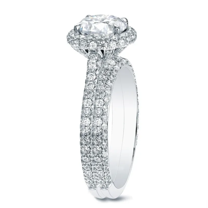 Auriya 2 5/8cttw Pave Halo Diamond Engagement Ring Set 14K Gold sold by Zulily