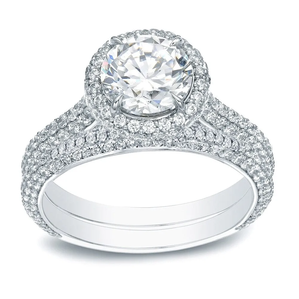 Auriya 2 5/8cttw Pave Halo Diamond Engagement Ring Set 14K Gold sold by Zulily product image thumbnail 2
