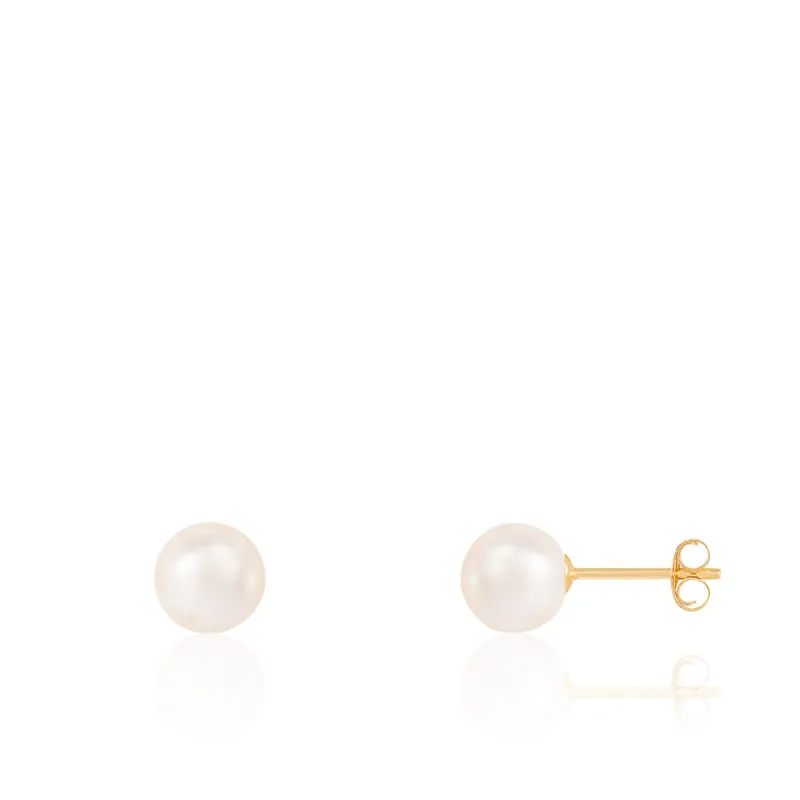 6mm Freshwater Pearl Stud Earrings 14k Yellow Gold sold by Zulily