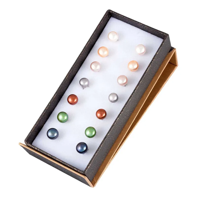 Set of 7 Pairs of Freshwater Pearl Stud Earrings sold by Zulily