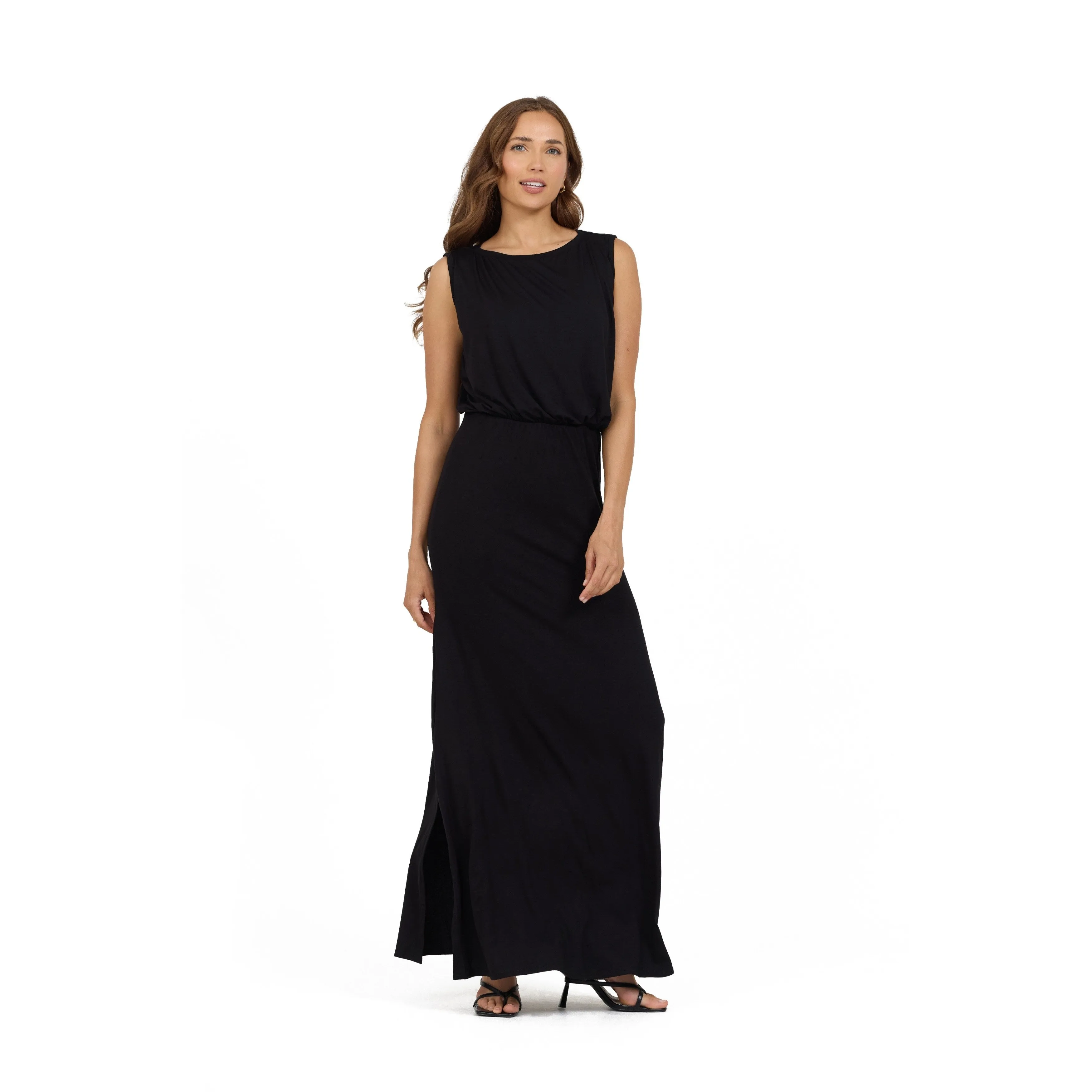 GO COUTURE Maxi Dress Sleeveless Low Slit sold by Zulily