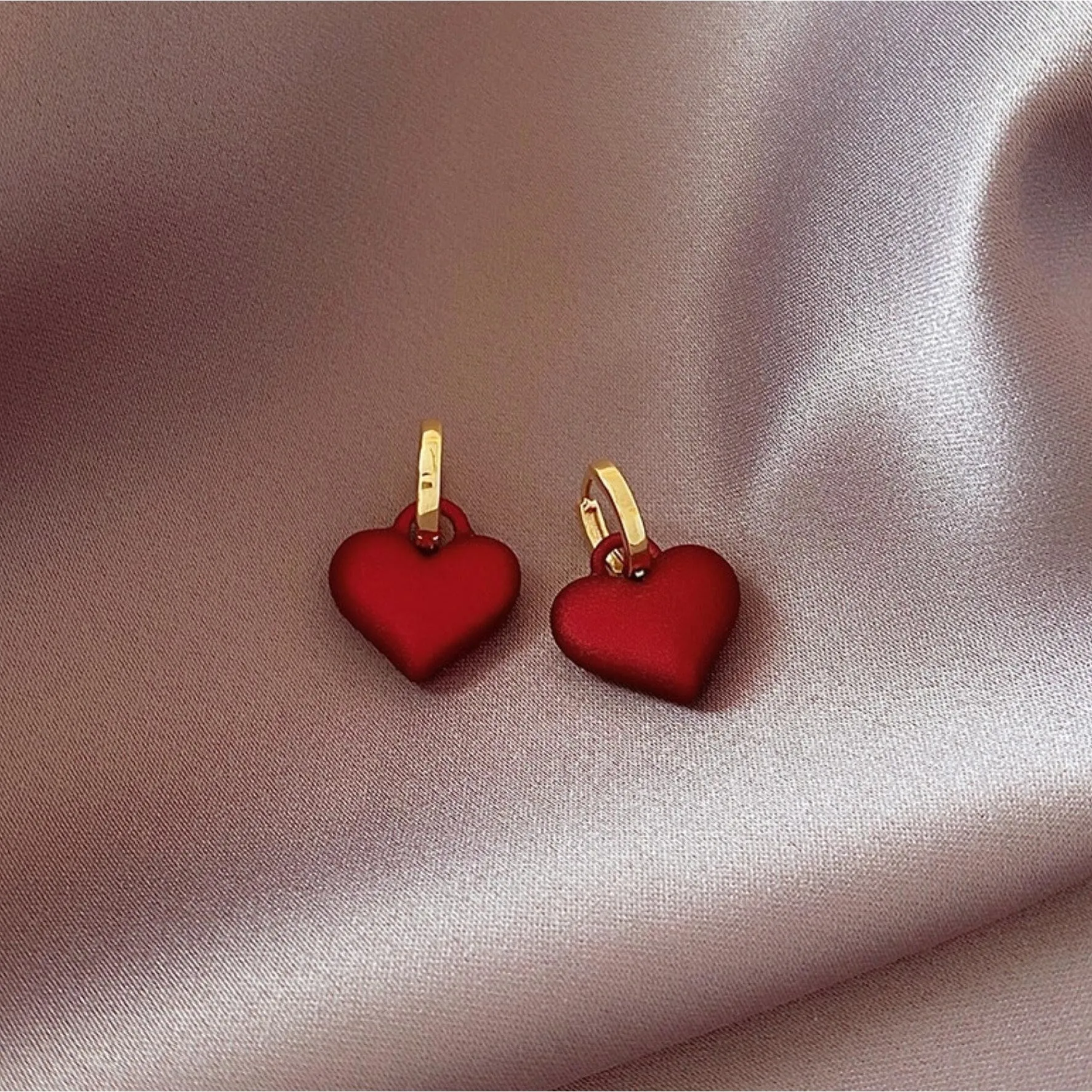 Deep Red And Goldtone Heart Hoop Earrings sold by Zulily product image thumbnail 2