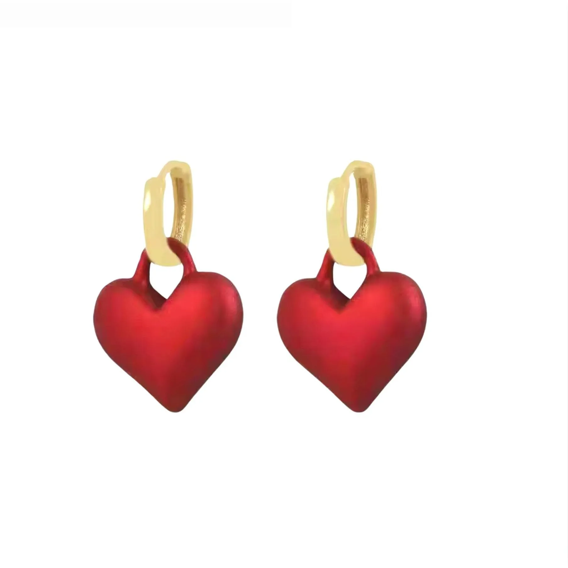 Deep Red And Goldtone Heart Hoop Earrings sold by Zulily
