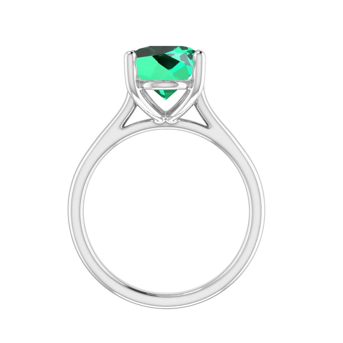 Sterling Silver Oval Shape 2.25cttw Green Emerald Solitaire Ring sold by Zulily product image thumbnail 3