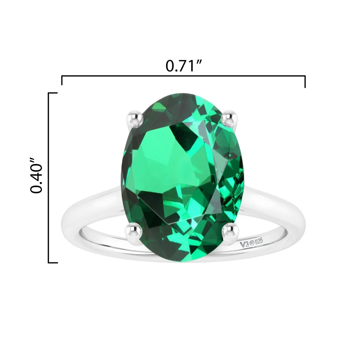 Sterling Silver Oval Shape 2.25cttw Green Emerald Solitaire Ring sold by Zulily product image thumbnail 4
