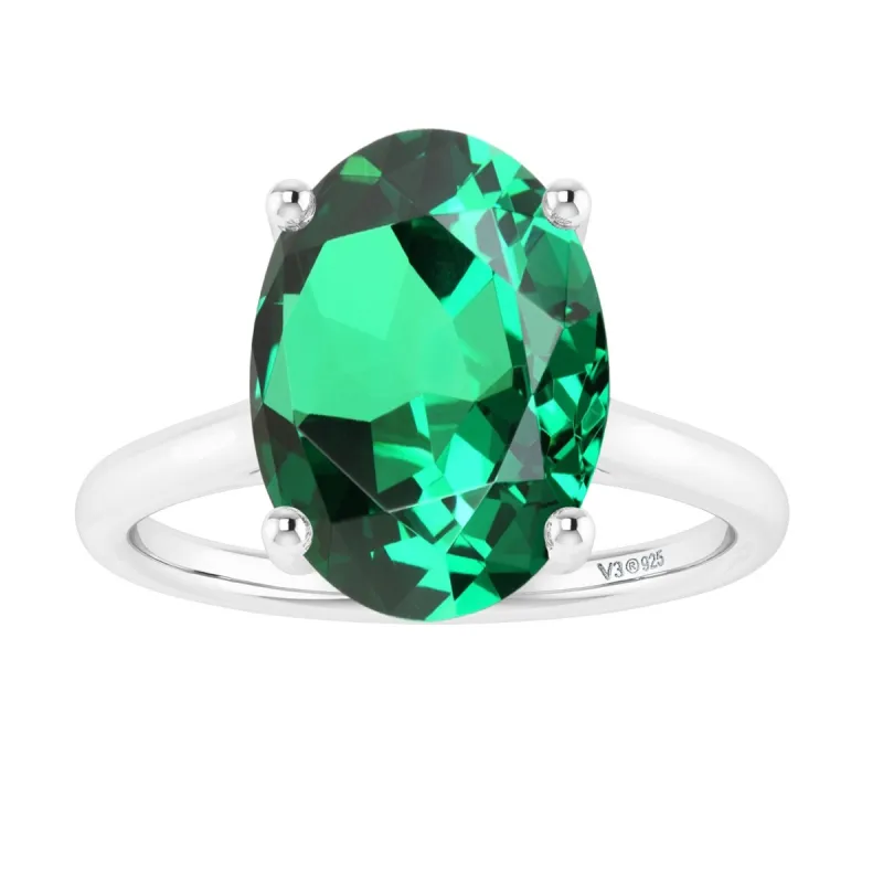 Sterling Silver Oval Shape 2.25cttw Green Emerald Solitaire Ring sold by Zulily