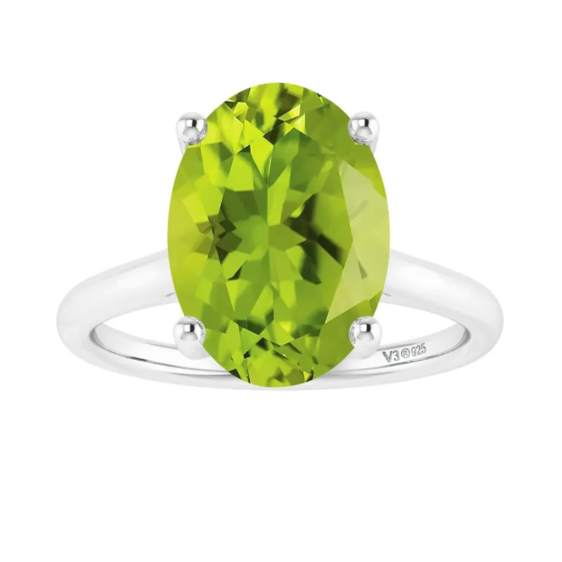 Sterling Silver with Oval Shape 2.60cttw Natural Peridot Solitaire Ring sold by Zulily