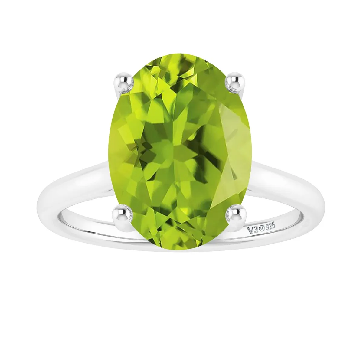 Sterling Silver with Oval Shape 2.60cttw Natural Peridot Solitaire Ring sold by Zulily