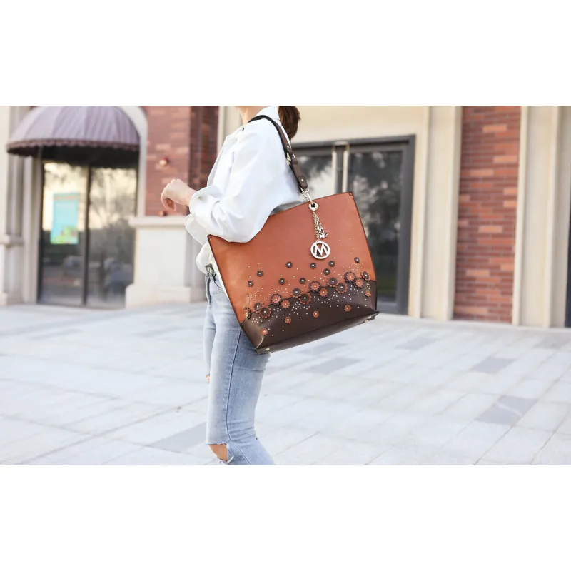 Mkfcollection Petra Tote Bag And Wristlet Set Vegan Leather Designer Handbag sold by Zulily