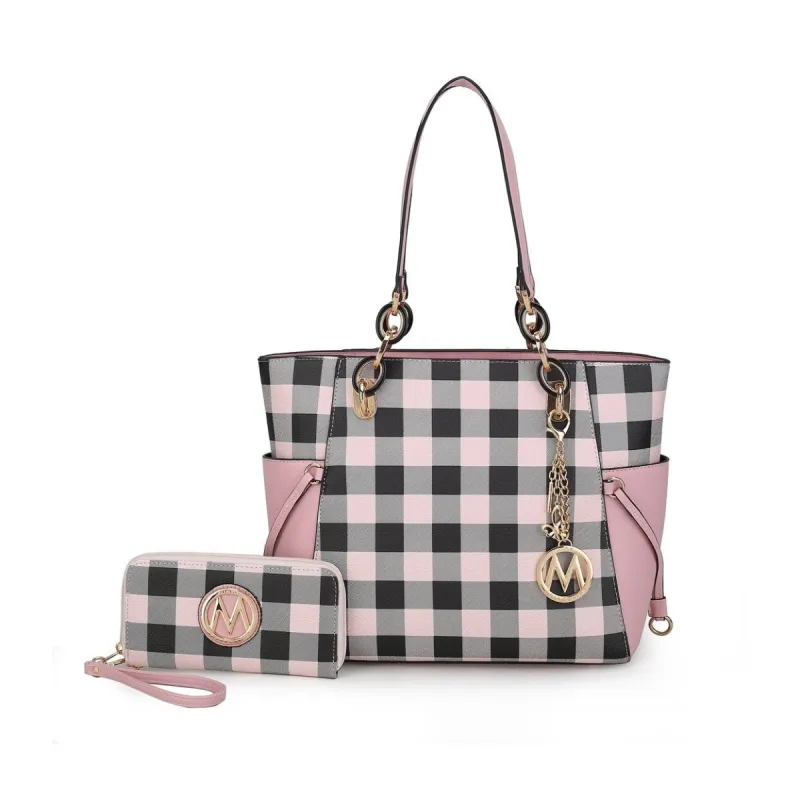 Mkfcollection Yale Tote Bag And Wallet Set Vegan Leather Designer Handbag sold by Zulily