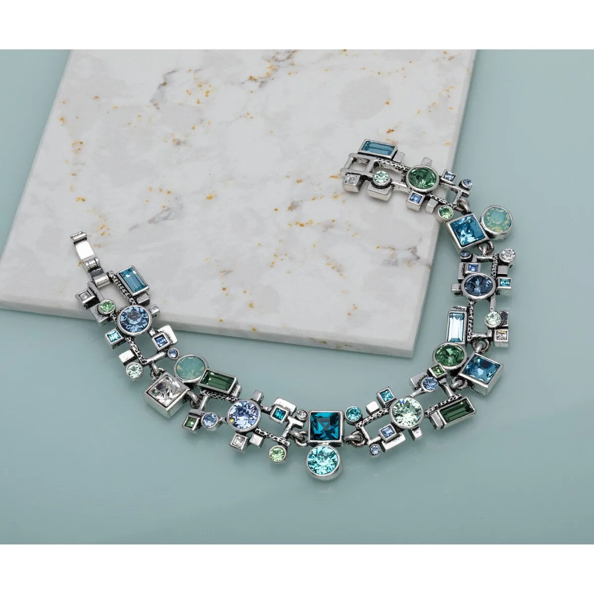 Blue Green Swarovski Crystal Geometric Bracelet sold by Zulily