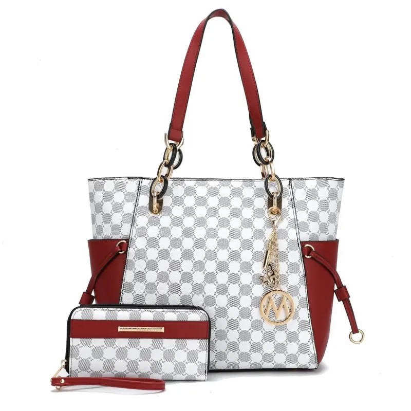 Mkfcollection Xenia Tote Bag And Wallet Set Vegan Leather Designer Handbag sold by Zulily