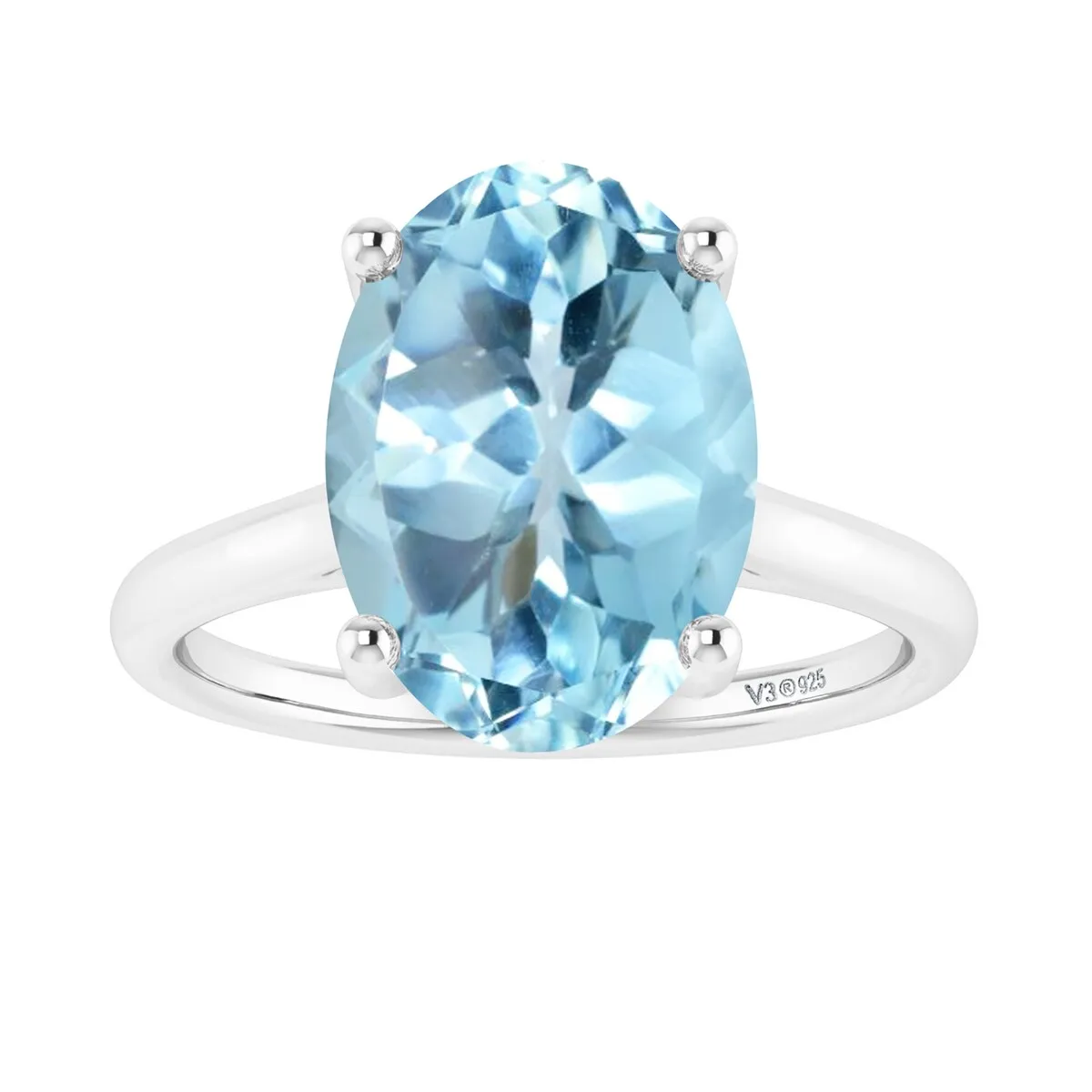 Sterling Silver with Oval Shape 3.35cttw Natural Sky Blue Topaz Solitaire Ring sold by Zulily