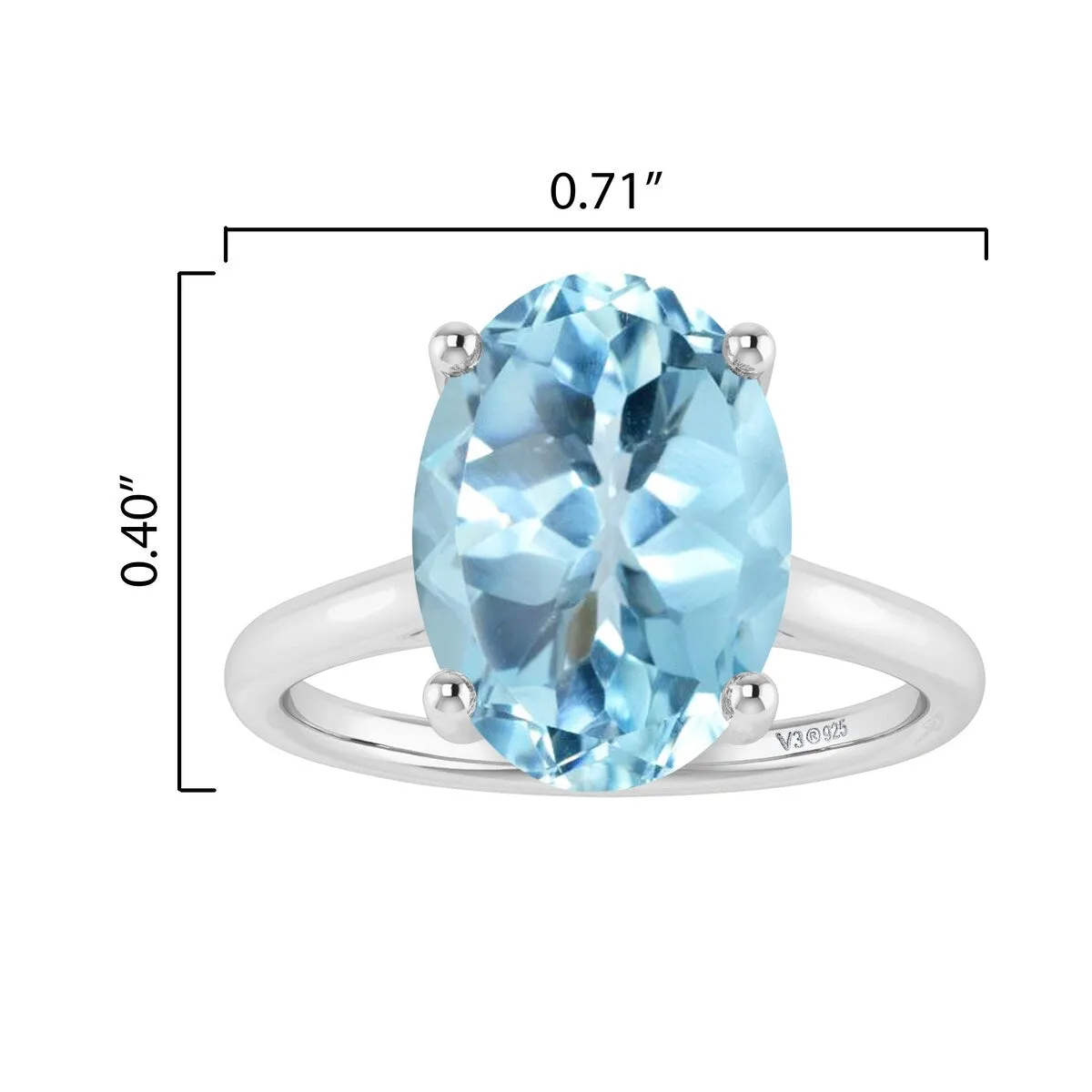 Sterling Silver with Oval Shape 3.35cttw Natural Sky Blue Topaz Solitaire Ring sold by Zulily product image thumbnail 4